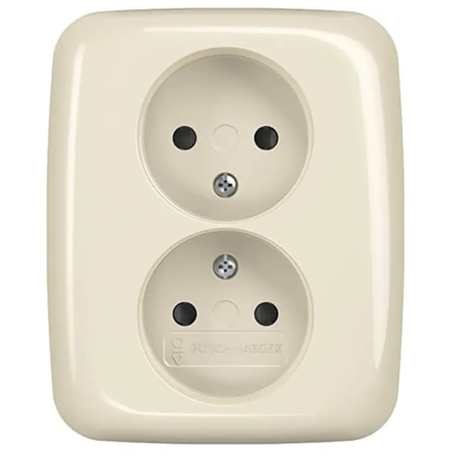 Busch-Jaeger wandcontactdoos 2-voudig zonder randaarde kindveilig voor enkele inbouwdoos Standaard SI (202 UJRB-212)