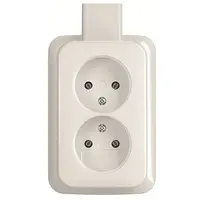 Busch-Jaeger wandcontactdoos 2-voudig randaarde met plaat opbouw AP plus wit (202 APJW)