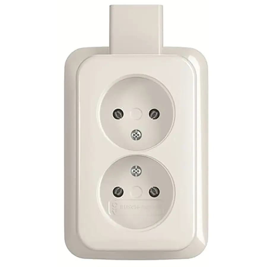 Busch-Jaeger wandcontactdoos 2-voudig randaarde met plaat opbouw AP plus wit (202 APJW)