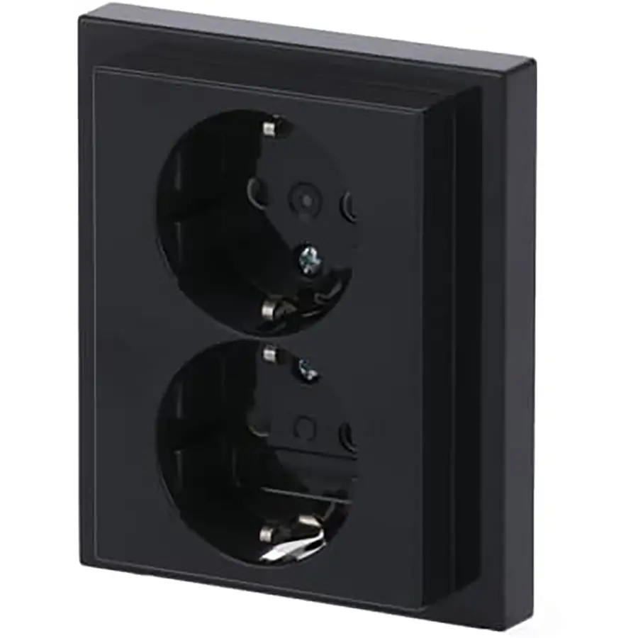 Busch-Jaeger wandcontactdoos randaarde kindveilig 2-voudig Future Linear antraciet glans (202 EUJRB-81)