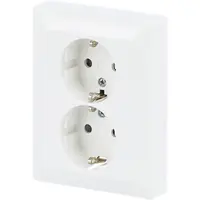 Busch-Jaeger wandcontactdoos 2-voudig randaarde kindveilig voor enkele inbouwdoos Balance SI wit glans (202 EUJRB-914)