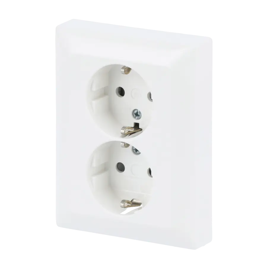 Busch-Jaeger wandcontactdoos 2-voudig randaarde kindveilig voor enkele inbouwdoos Balance SI wit glans (202 EUJRB-914)