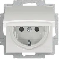 Busch-Jaeger wandcontactdoos randaarde kindveilig met klapdeksel IP44 Balance SI wit glans (20 EUCKBD-914)