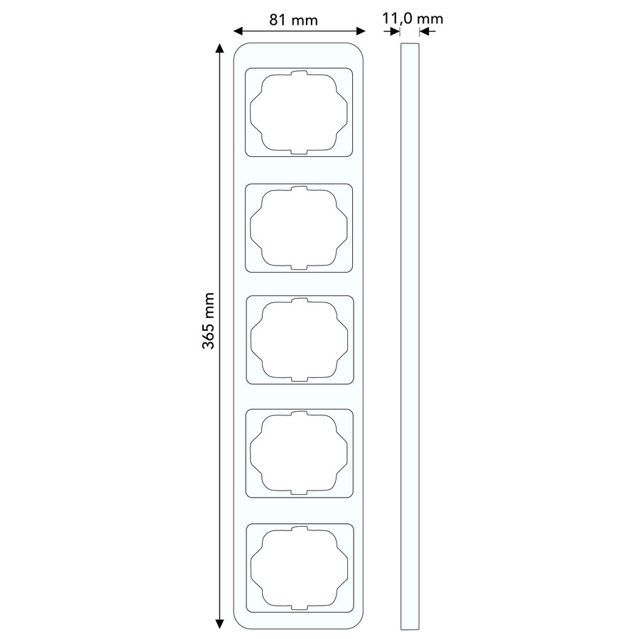 Busch-Jaeger afdekraam 5-voudig Horizontaal Alpha Exclusive studiowit glans OP=OP (1725 KA-24G)