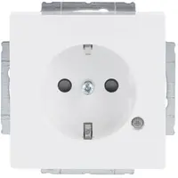 Busch-Jaeger wandcontactdoos randaarde Safety+ met LED-controleverlichting Future Linear studiowit glans (20 EUCBL-84)