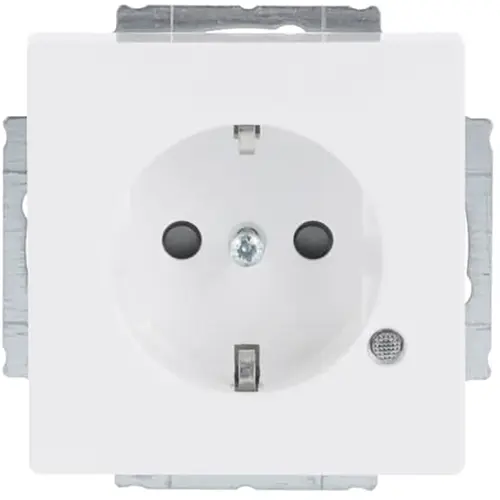 Busch-Jaeger wandcontactdoos randaarde Safety+ met LED-controleverlichting Future Linear studiowit glans (20 EUCBL-84)