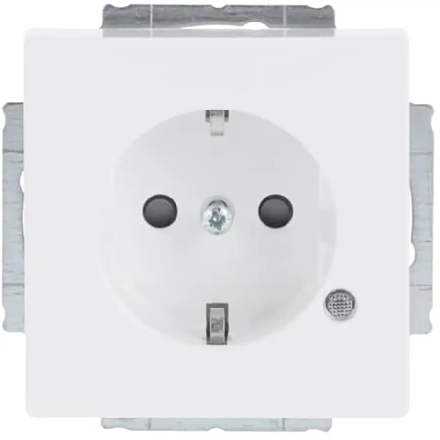 Busch-Jaeger wandcontactdoos randaarde Safety+ met LED-controleverlichting Future Linear studiowit glans (20 EUCBL-84)