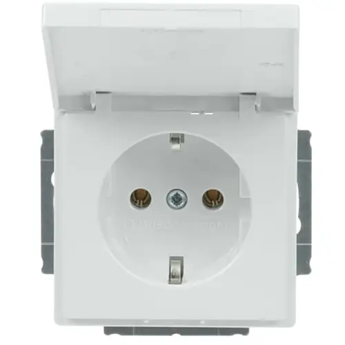 Busch-Jaeger wandcontactdoos randaarde met klapdeksel Future Linear studiowit glans (20 EUK-84)