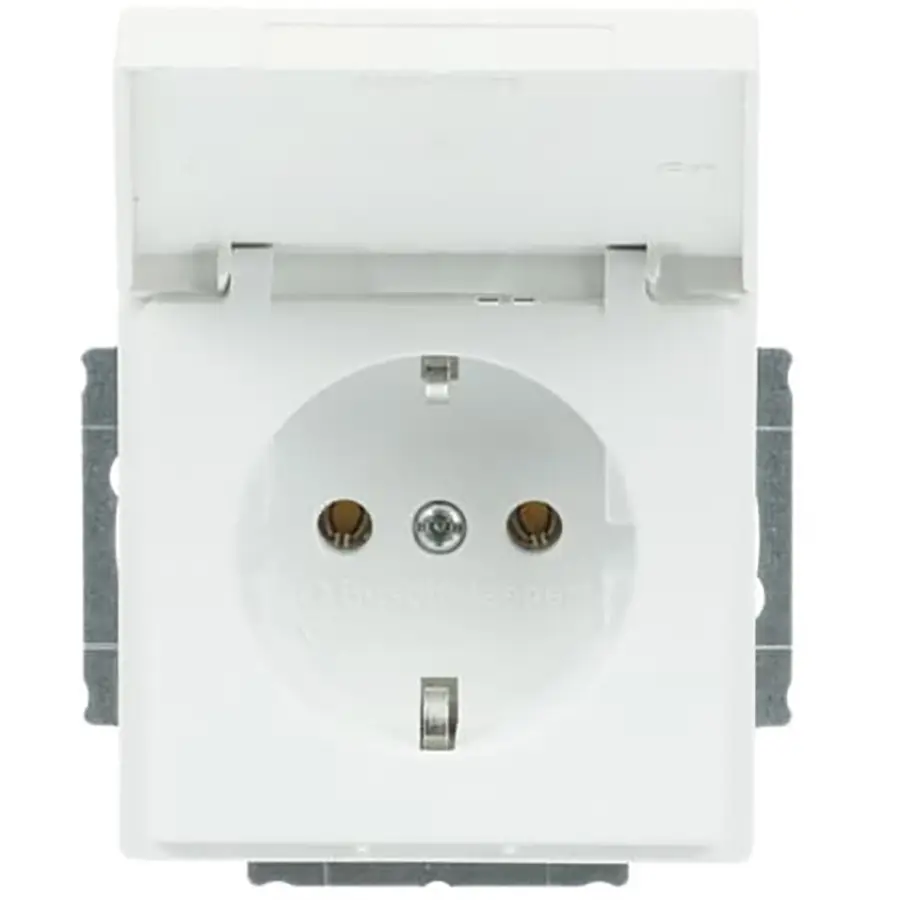 Busch-Jaeger wandcontactdoos randaarde met klapdeksel Future Linear studiowit mat (20 EUK-884)