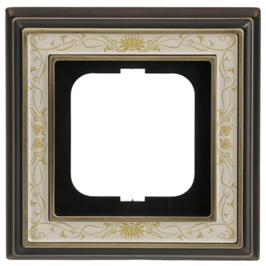 Busch-Jaeger afdekraam 1-voudig Dynasty messing antiek decor creme (1721-846)