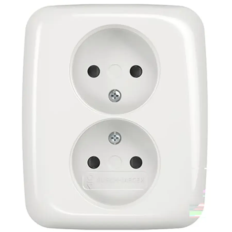 Busch-Jaeger wandcontactdoos 2-voudig zonder randaarde kindveilig voor enkele inbouwdoos Reflex SI (202 UJRB-214)