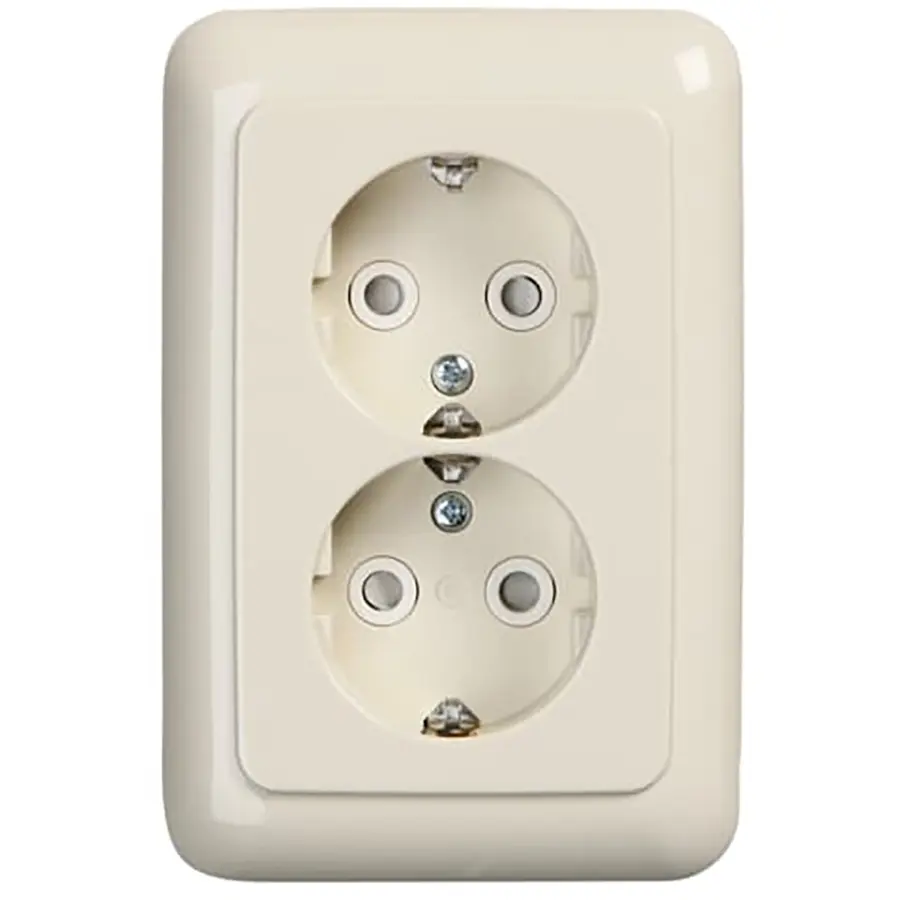 Busch-Jaeger wandcontactdoos 2-voudig randaarde Safety+ voor ovale 1,5 inbouwdoos standaard SI (302EUJT-212)