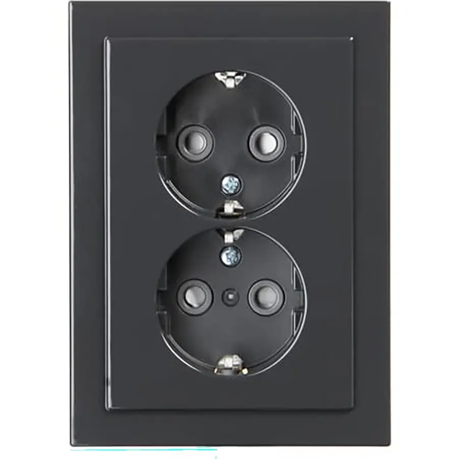 Busch-Jaeger wandcontactdoos 2-voudig randaarde Safety+ voor ovale 1,5 inbouwdoos Future Linear antraciet glans (302EUJT-81)