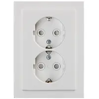 Busch-Jaeger wandcontactdoos 2-voudig randaarde Safety+ voor ovale 1,5 inbouwdoos Future Linear studiowit glans (302EUJT-84)