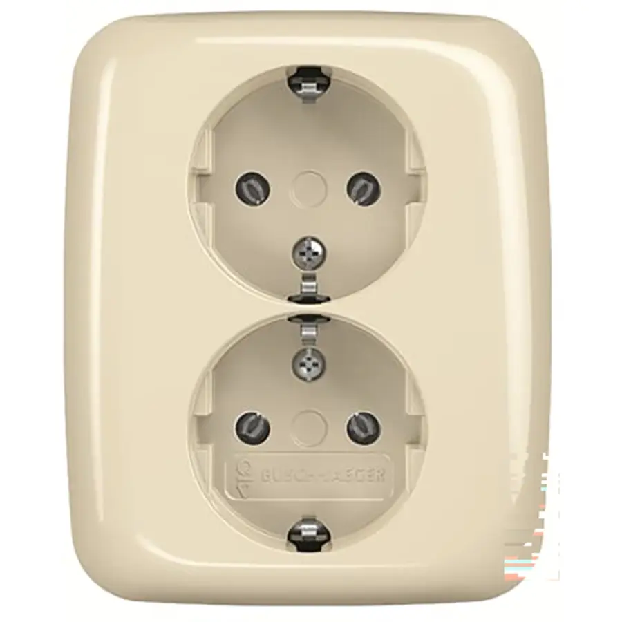 Busch-Jaeger wandcontactdoos 2-voudig randaarde voor enkele inbouwdoos Standaard SI (202 EUJR-212)