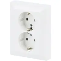 Busch-Jaeger wandcontactdoos 2-voudig randaarde kindveilig voor enkele inbouwdoos met klauwbevestiging Balance SI wit glans (202 EUJB-914)