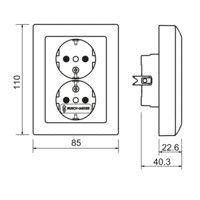 Busch-Jaeger wandcontactdoos 2-voudig randaarde kindveilig voor enkele inbouwdoos met klauwbevestiging Balance SI wit glans (202 EUJB-914)