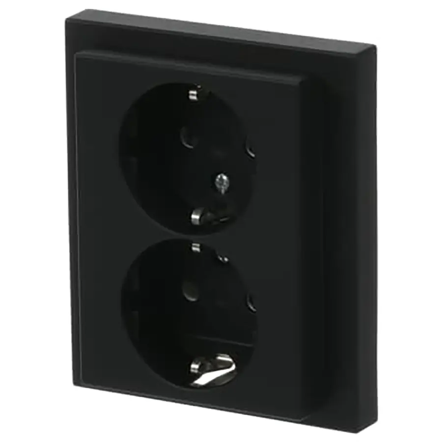 Busch-Jaeger wandcontactdoos 2-voudig randaarde kindveilig voor enkele inbouwdoos Future Linear zwart mat (202 EUJRB-885)