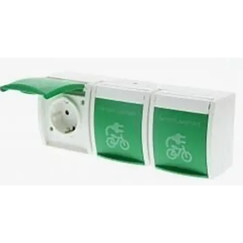 Busch-Jaeger wcd kv 3-voudig met opdruk voor fietsoplaadpunt groen (2300/3 EBW-54 FIETS)