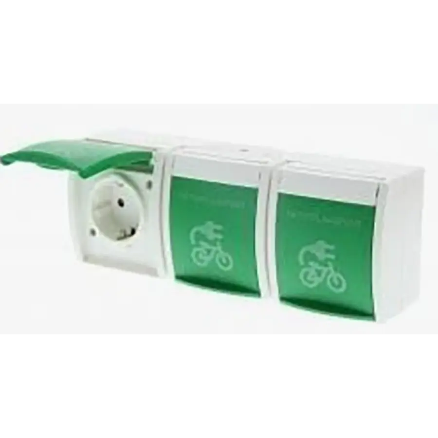 Busch-Jaeger wcd kv 3-voudig met opdruk voor fietsoplaadpunt groen (2300/3 EBW-54 FIETS)