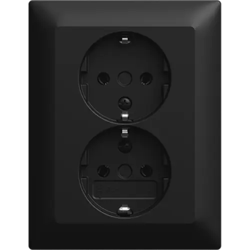 Busch-Jaeger wandcontactdoos 2-voudig randaarde voor enkele inbouwdoos Balance SI zwart mat (202 EUJR-915)