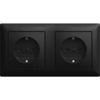 Busch-Jaeger wandcontactdoos 2-voudig randaarde voorbedraad voor duo-inbouwdoos Balance SI zwart mat (20-2 EUCJ-915-503)