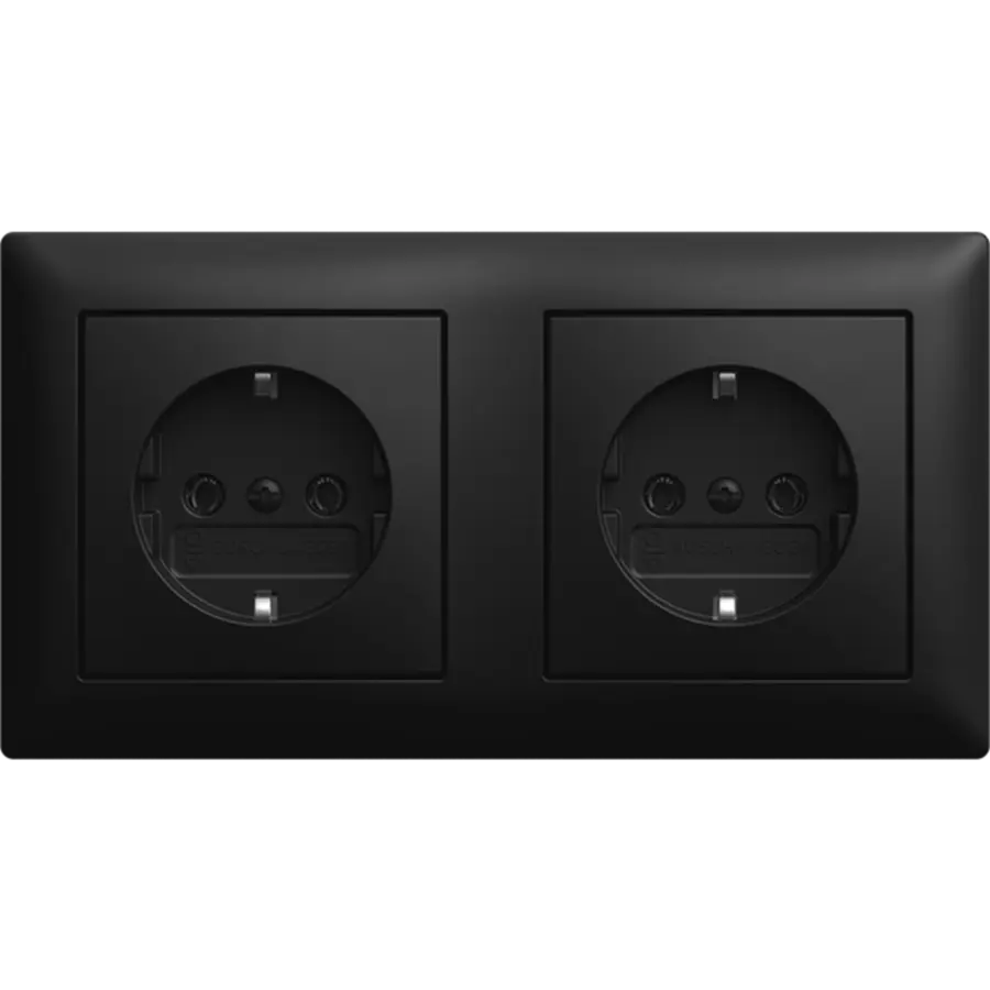 Busch-Jaeger wandcontactdoos 2-voudig randaarde voorbedraad voor duo-inbouwdoos Balance SI zwart mat (20-2 EUCJ-915-503)