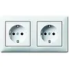 Busch-Jaeger wandcontactdoos 2-voudig randaarde voorbedraad voor duo-inbouwdoos Balance SI wit glans (20-2 EUCJ-914-503)