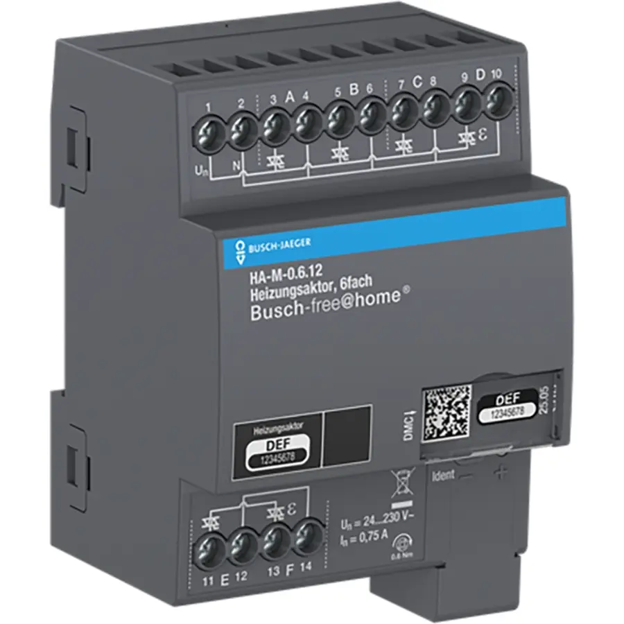 Busch-Jaeger verwarmingsaktor 6-voudig 230V DIN-rail IP20 (HA-M-0.6.12)