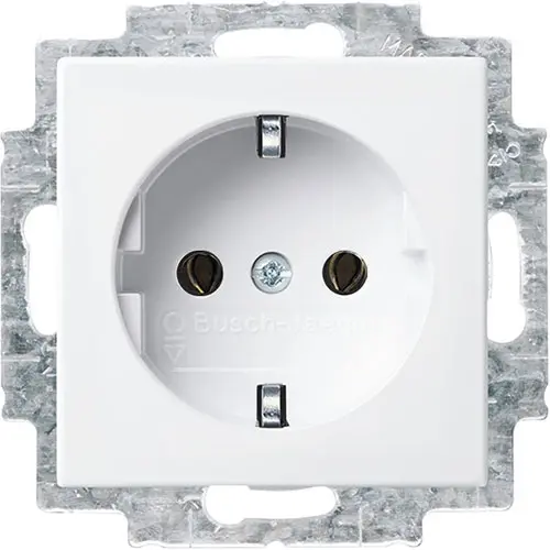 Busch-Jaeger wandcontactdoos randaarde met klauwbevestiging Balance SI wit glans (20 EUC-914)