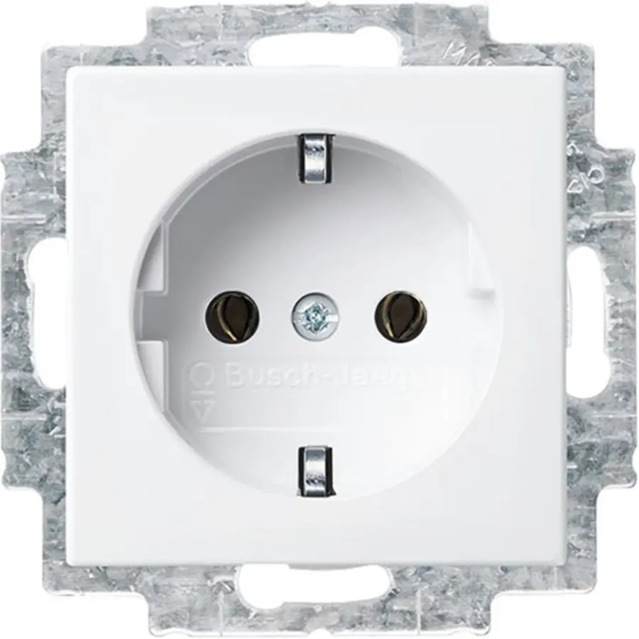 Busch-Jaeger wandcontactdoos randaarde met klauwbevestiging Balance SI wit glans (20 EUC-914)