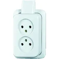 Busch-Jaeger wandcontactdoos 2-voudig zonder randaarde opbouw AP plus wit (20-02 apjw)