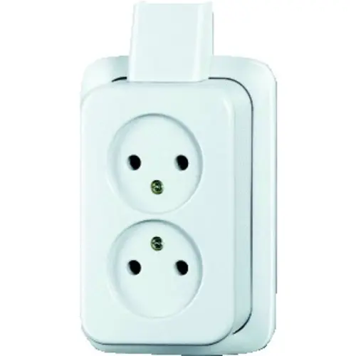 Busch-Jaeger wandcontactdoos 2-voudig zonder randaarde opbouw AP plus wit (20-02 apjw)