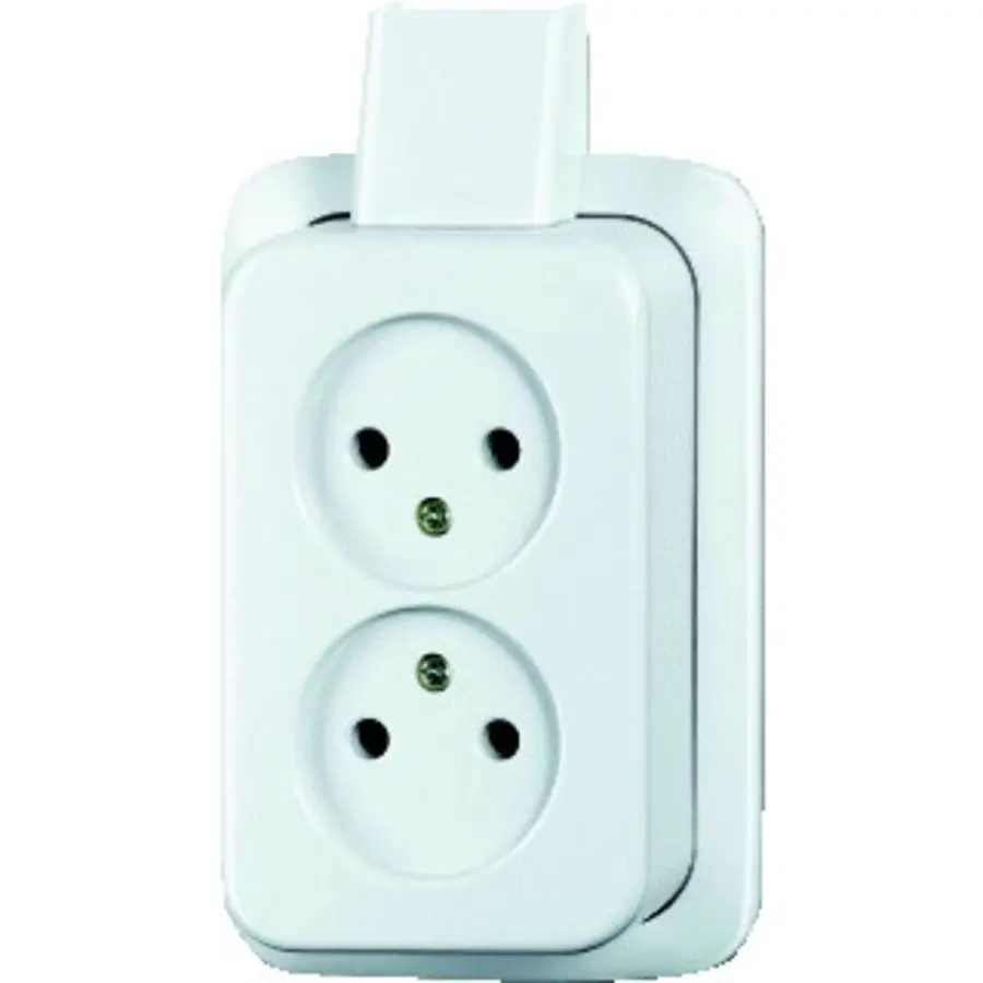 Busch-Jaeger wandcontactdoos 2-voudig zonder randaarde opbouw AP plus wit (20-02 apjw)
