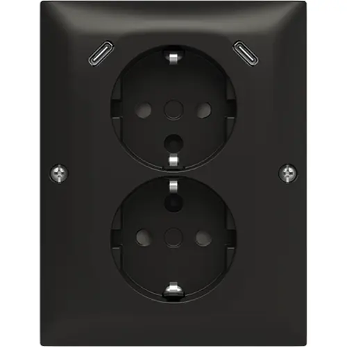 Busch-Jaeger opbouw hoekstopcontact 2-voudig randaarde Safety+ en 2x USB C Balance SI zwart mat (202EAPJRB2USBC-915) Busch-Jaeger opbouw hoekstopcontact 2-voudig randaarde Safety+ en 2x USB C Balance SI zwart mat (202EAPJRB2USBC-915)