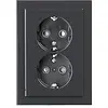 Busch-Jaeger wandcontactdoos 2-voudig randaarde Safety+ voor ovale 1,5 inbouwdoos Future Linear antraciet glans (302EUJT-81)