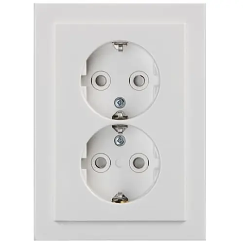Busch-Jaeger wandcontactdoos 2-voudig randaarde Safety+ voor ovale 1,5 inbouwdoos Future Linear studiowit glans (302EUJT-84)
