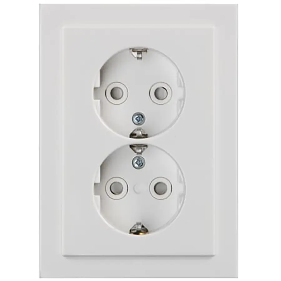 Busch-Jaeger wandcontactdoos 2-voudig randaarde Safety+ voor ovale 1,5 inbouwdoos Future Linear studiowit glans (302EUJT-84)