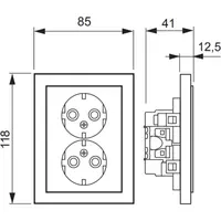 Busch-Jaeger wandcontactdoos 2-voudig randaarde Safety+ voor ovale 1,5 inbouwdoos Future Linear studiowit glans (302EUJT-84)