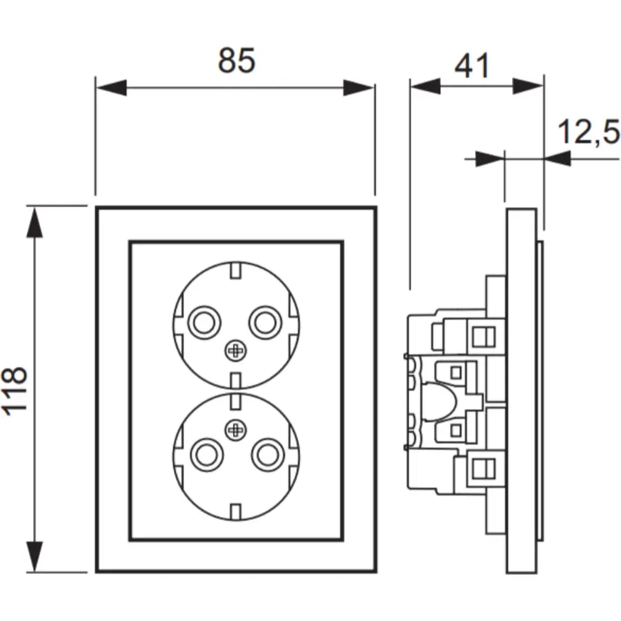Busch-Jaeger wandcontactdoos 2-voudig randaarde Safety+ voor ovale 1,5 inbouwdoos Future Linear studiowit glans (302EUJT-84)