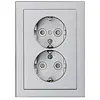 Busch-Jaeger wandcontactdoos 2-voudig randaarde Safety+ voor ovale 1,5 inbouwdoos Future Linear aluzilver mat (302EUJT-83)