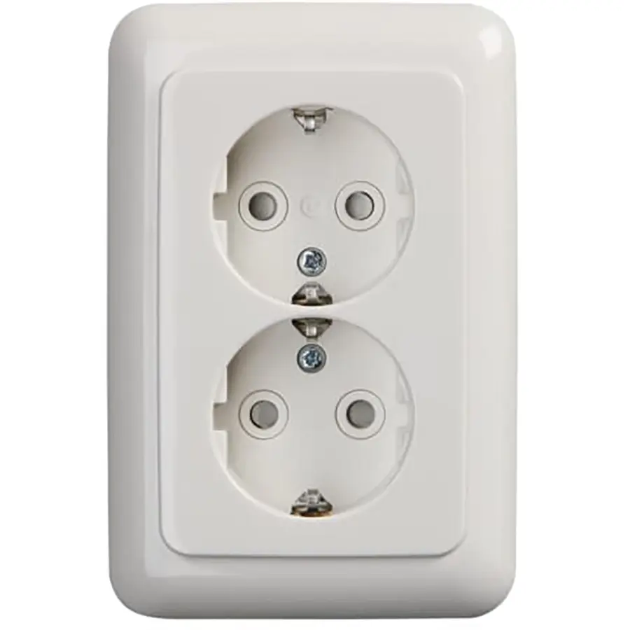 Busch-Jaeger wandcontactdoos 2-voudig randaarde Safety+ voor ovale 1,5 inbouwdoos Reflex SI (302EUJT-214)