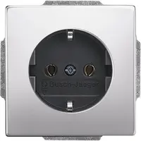 Busch-Jaeger wandcontactdoos randaarde Pure Stainless Steel (20 EUC-866)