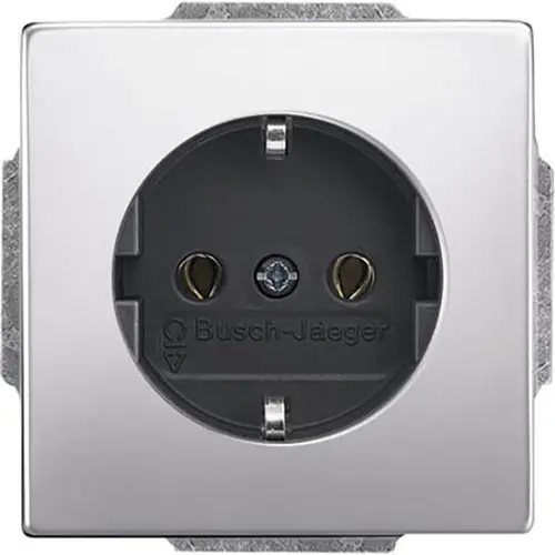 Busch-Jaeger wandcontactdoos randaarde Pure Stainless Steel (20 EUC-866)
