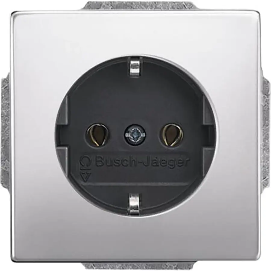Busch-Jaeger wandcontactdoos randaarde Pure Stainless Steel (20 EUC-866)