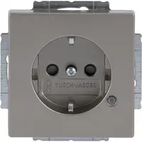 Busch-Jaeger wandcontactdoos randaarde Safety+ met LED-controleverlichting Pure Stainless Steel (20 EUCBL-866)