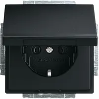 Busch-Jaeger wandcontactdoos randaarde met klapdeksel Future Linear zwart mat (20 EUK-885)
