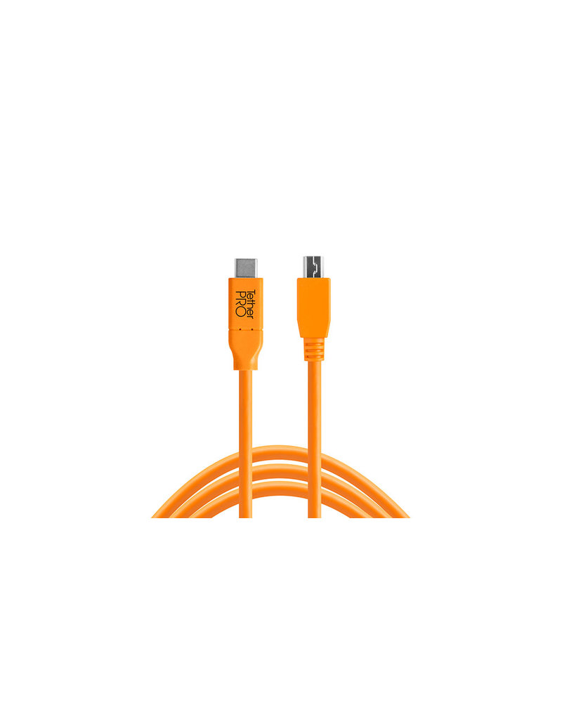 TetherTools TetherPro USB-C to 2.0 Micro-B 5-Pin, 15' (4.6m), High-Visibility Orange