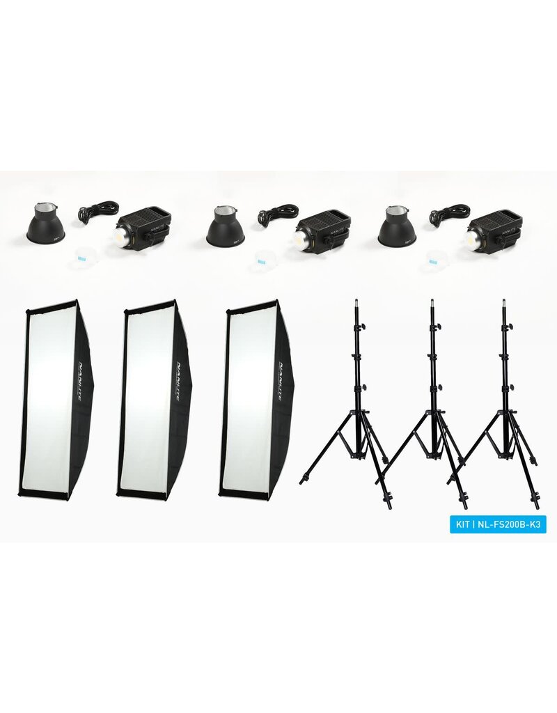 Nanlite Nanlite FS200 Bi-Colour LED Tripple Kit (w/ Light Stand And Softbox)