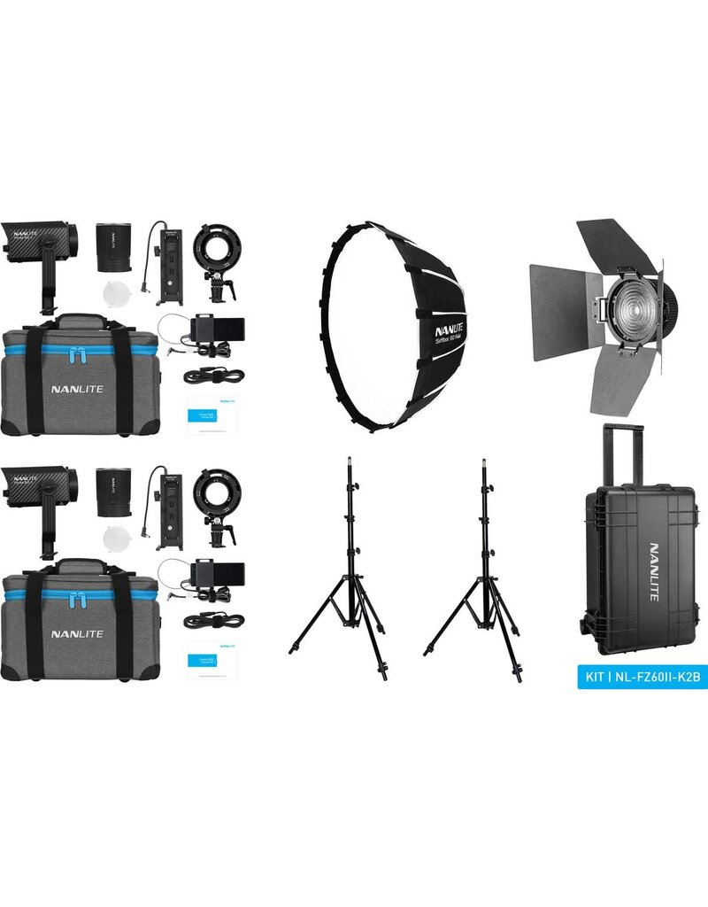 Nanlite Nanlite Forza 60 II LED Dual Kit (w/ Case Light Stand Fresnel And Softbox)
